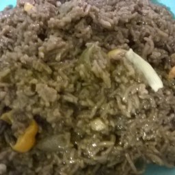 Black Mushroom Rice With  Breaded Okra